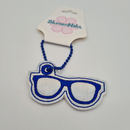 Kleiner Anhänger Brille #7 silber/blau